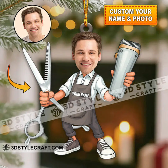 Barber Home Decor, Christmas Ornament, Personalized Ornament style option 1