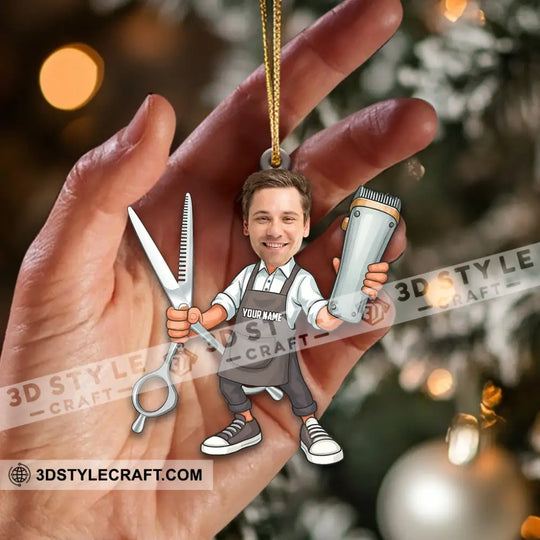 Barber Home Decor, Christmas Ornament, Personalized Ornament style option 2