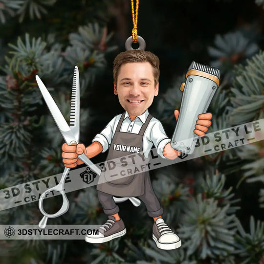 Barber Home Decor, Christmas Ornament, Personalized Ornament style option 3
