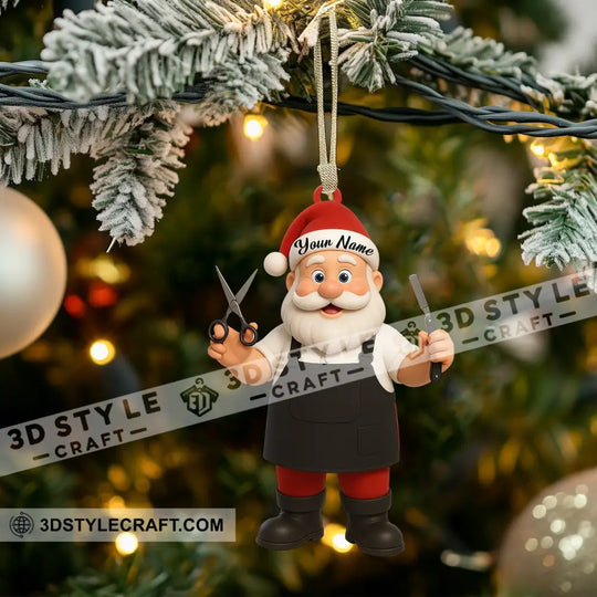Barber Santa Home Decor, Christmas Ornament, Personalized Ornament style option 3