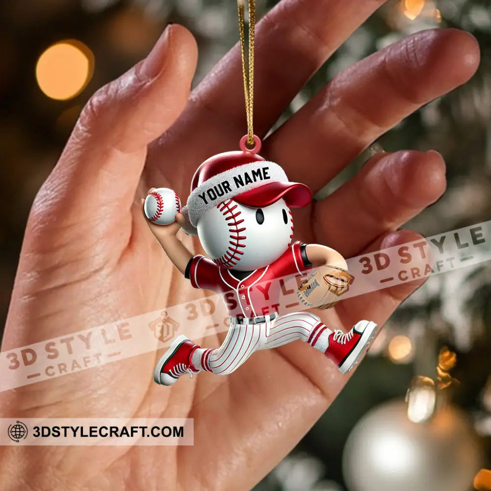 Baseball Player Christmas Ornament Personalized