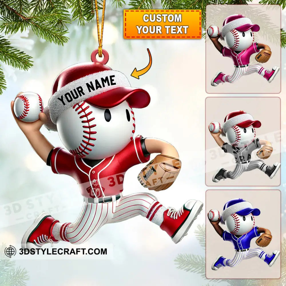 Baseball Player Christmas Ornament Personalized 3.54’’ / 1