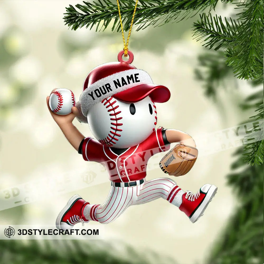 Baseball Player Christmas Ornament Personalized