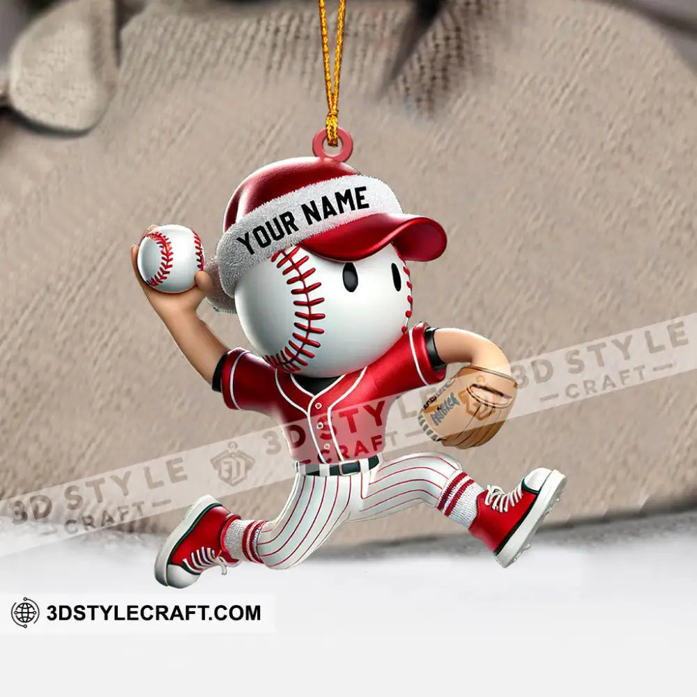 Baseball Player Christmas Ornament Personalized