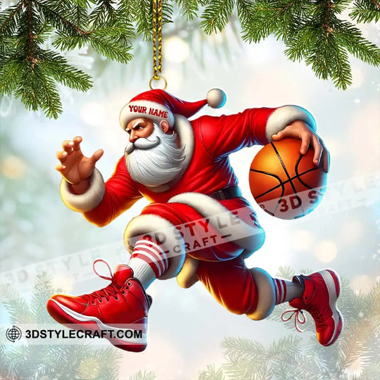 Basketball Santa Christmas, Home Decor, Christmas Ornament, Personalized Ornament style option 2