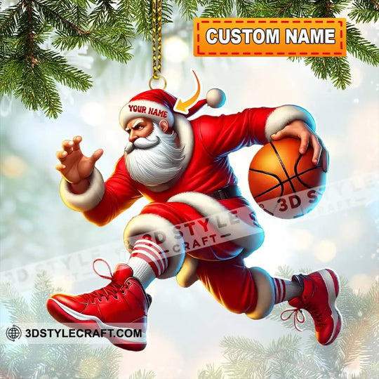 Basketball Santa Christmas, Home Decor, Christmas Ornament, Personalized Ornament style option 1