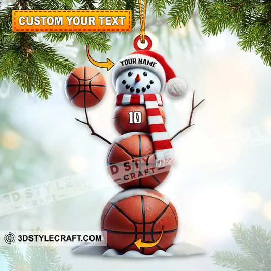 Basketball Snowman Christmas Ornament Personalized 3.54’’ / 1