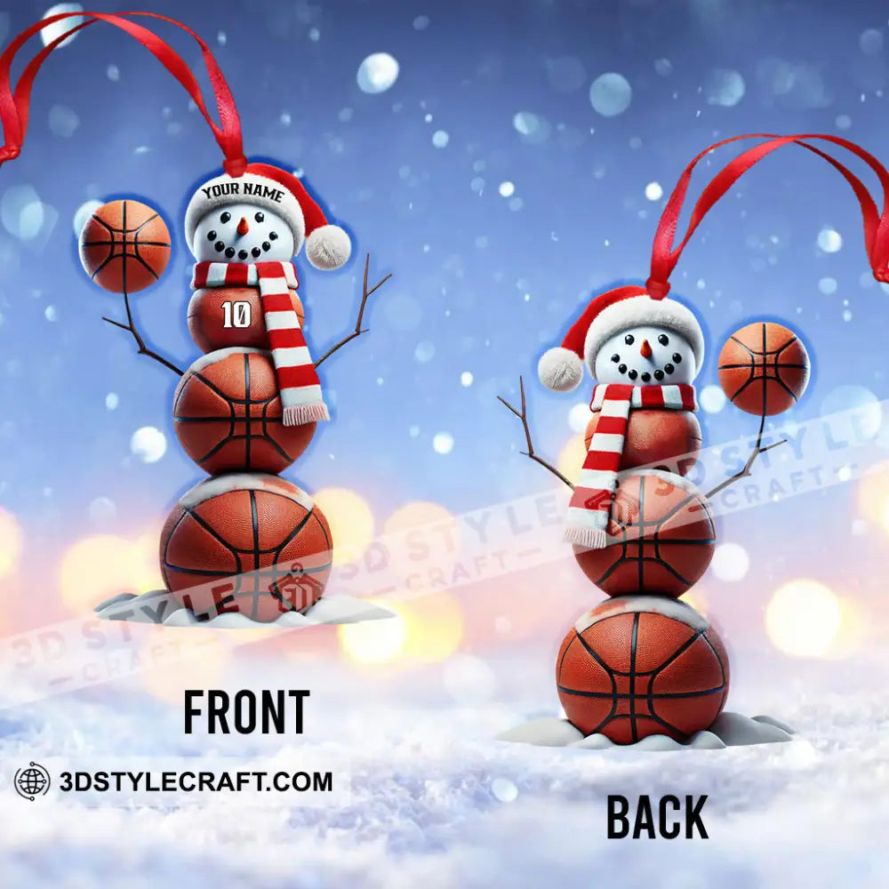 Basketball Snowman Christmas Ornament Personalized