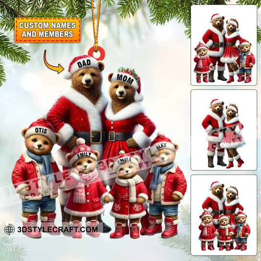 Bear Family Home Decor Christmas Ornament Personalized 3.54’’ / 1