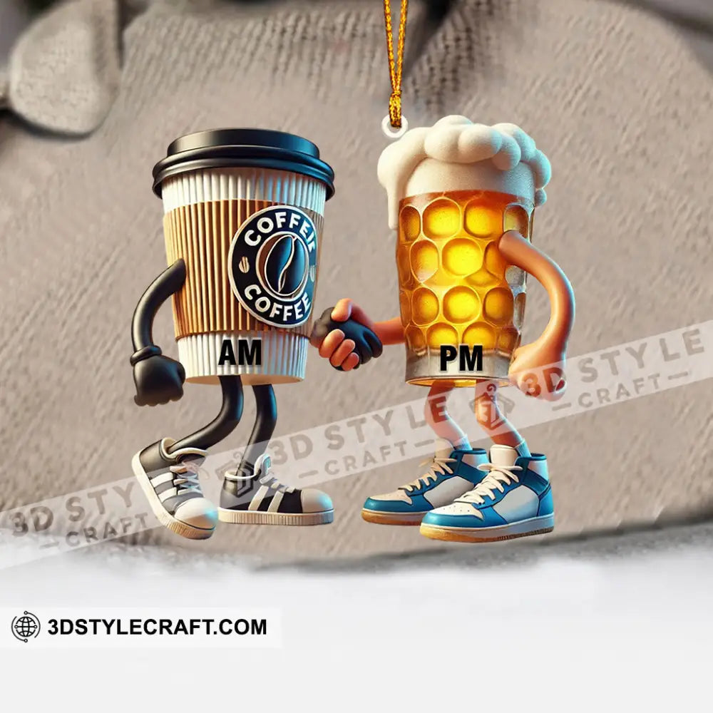 Beer And Coffee Couple Christmas Ornament Personalized