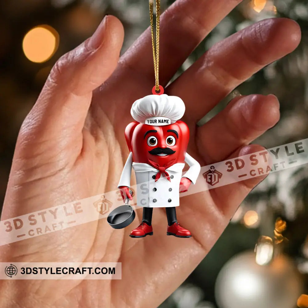 Bell Pepper Chef Decor Christmas Ornament Personalized