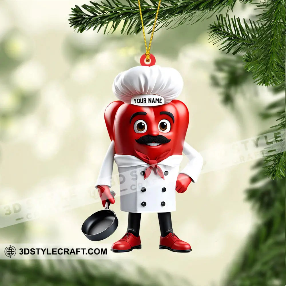 Bell Pepper Chef Decor Christmas Ornament Personalized