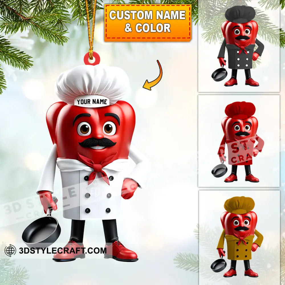 Bell Pepper Chef Decor Christmas Ornament Personalized 3.54’’ / 1