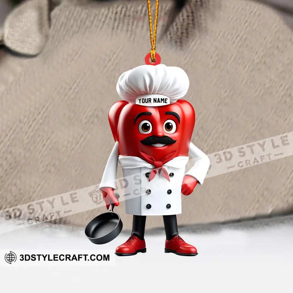 Bell Pepper Chef Decor Christmas Ornament Personalized