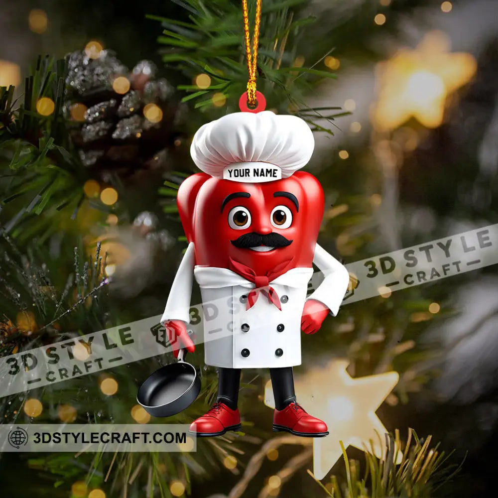 Bell Pepper Chef Decor Christmas Ornament Personalized