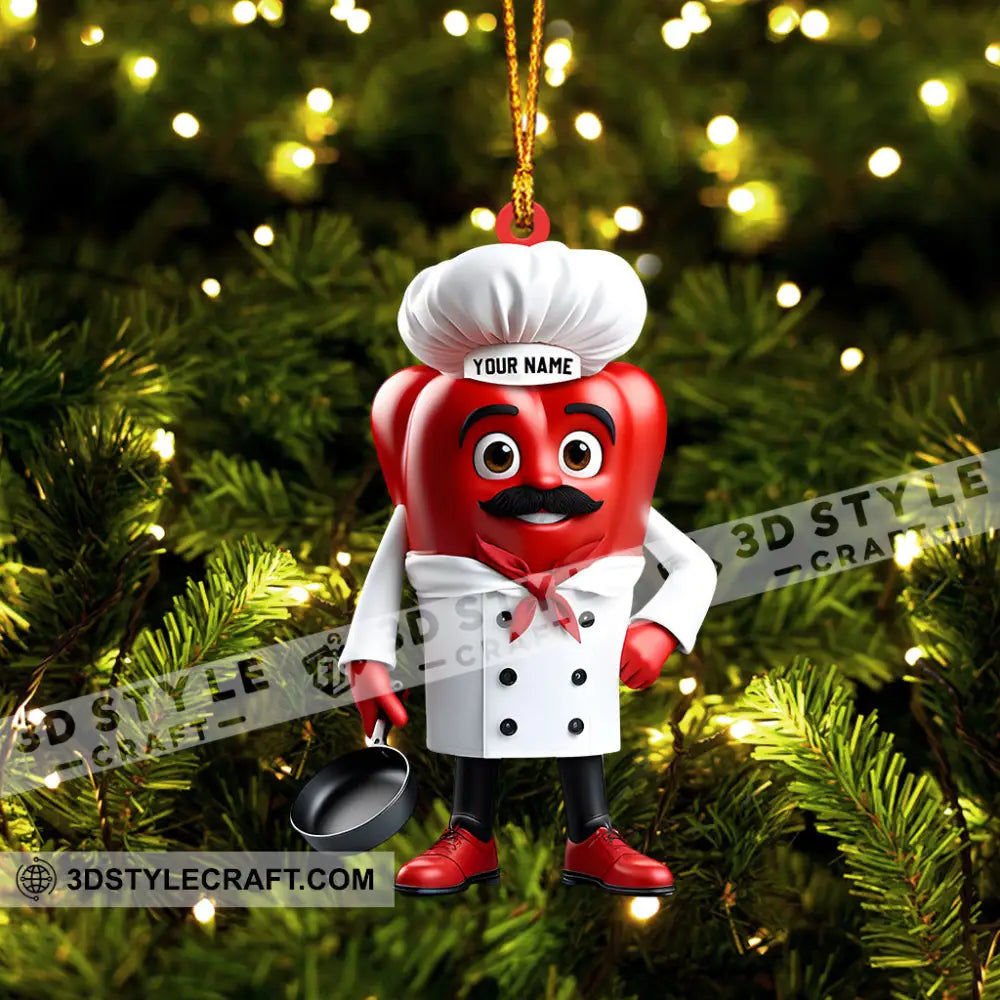 Bell Pepper Chef Decor Christmas Ornament Personalized