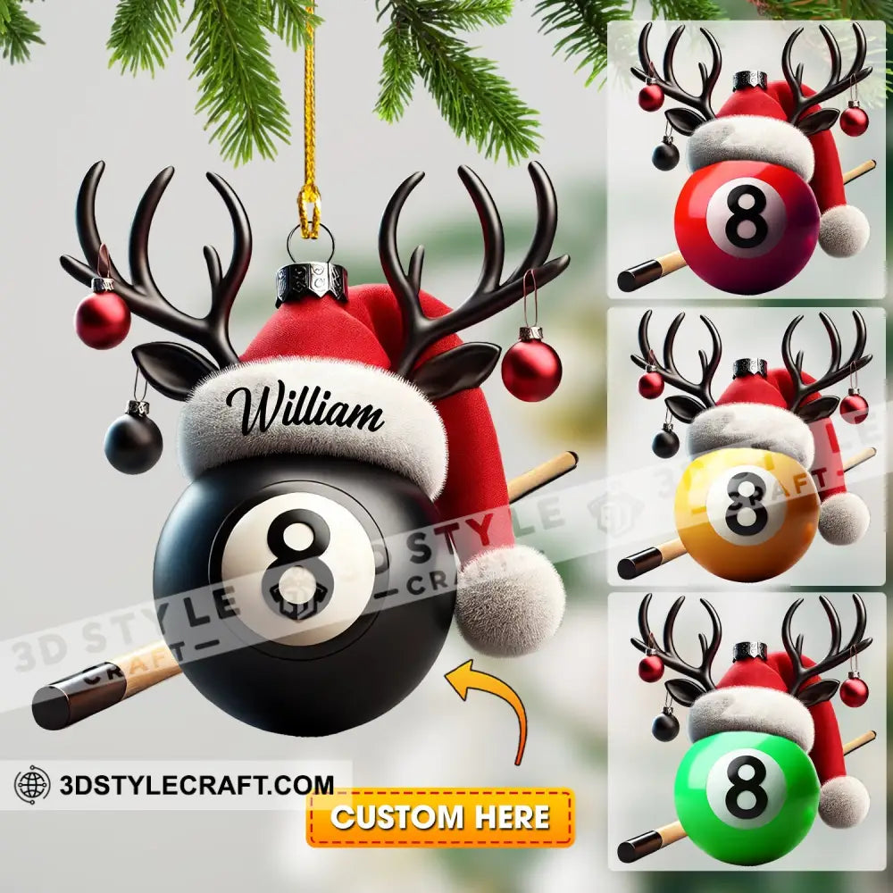 Billiard Ball Christmas Ornament Personalized 3.54’’ / 1