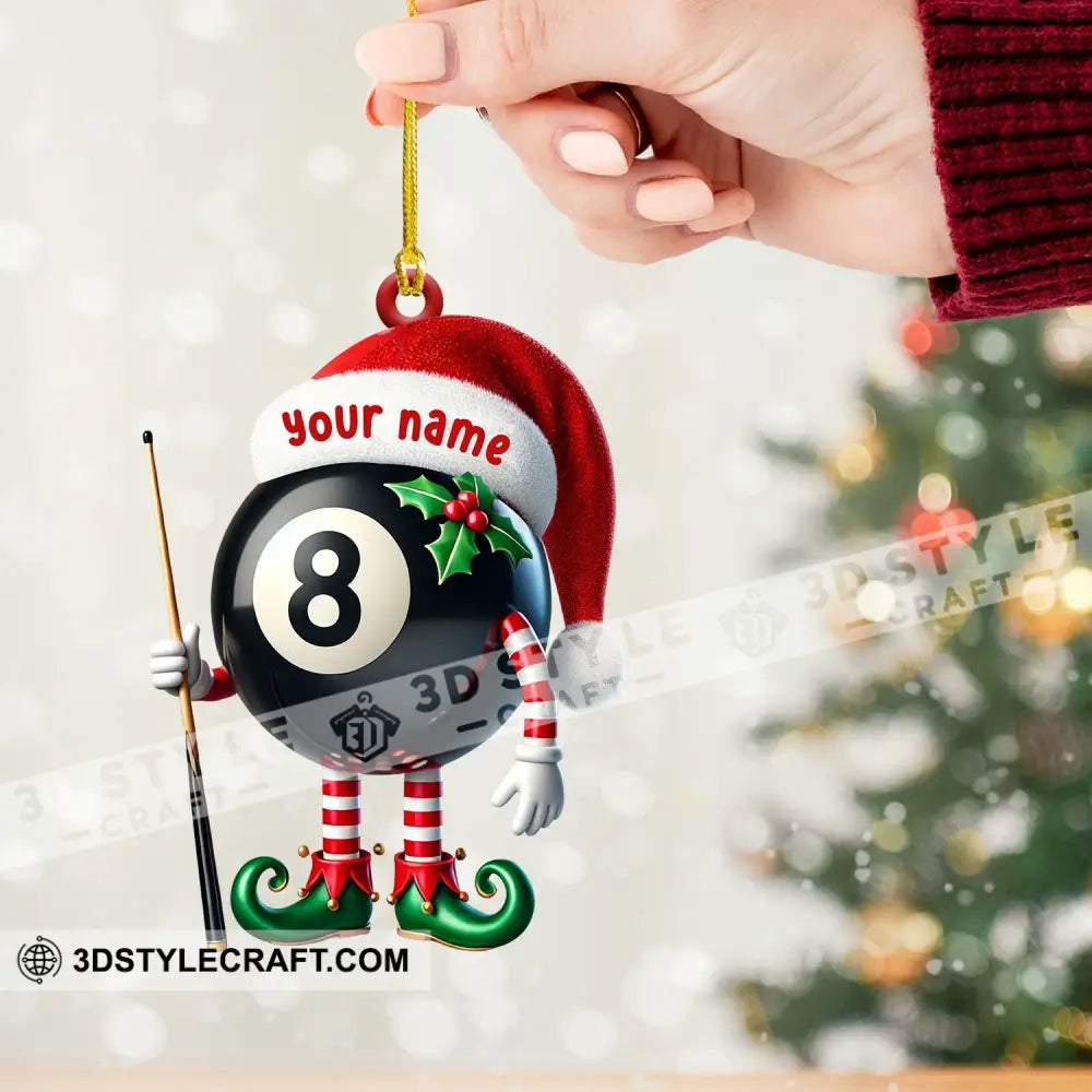 Billiard Santa Ball Christmas Ornament Personalized