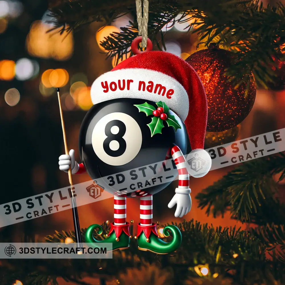 Billiard Santa Ball Christmas Ornament Personalized