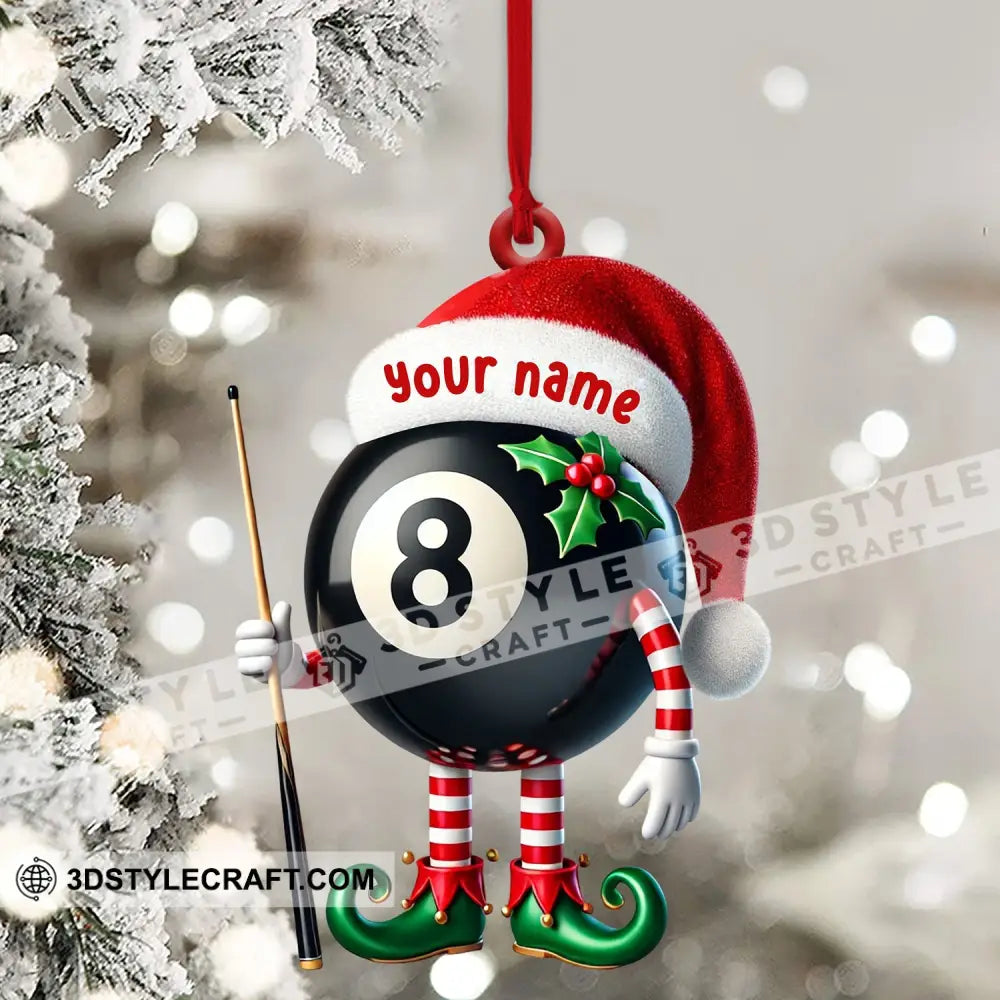 Billiard Santa Ball Christmas Ornament Personalized