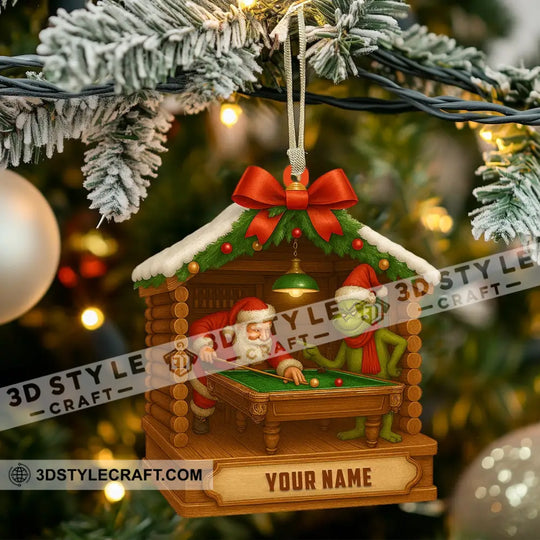 Billiard Santa, Home Decor, Christmas Ornament, Personalized Ornament style option 3