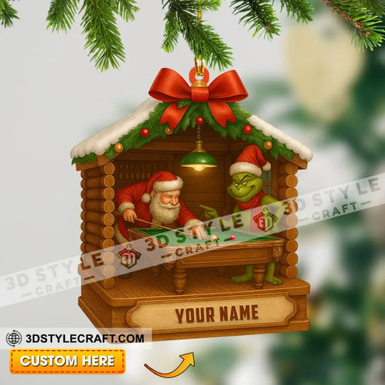 Billiard Santa, Home Decor, Christmas Ornament, Personalized Ornament style option 1