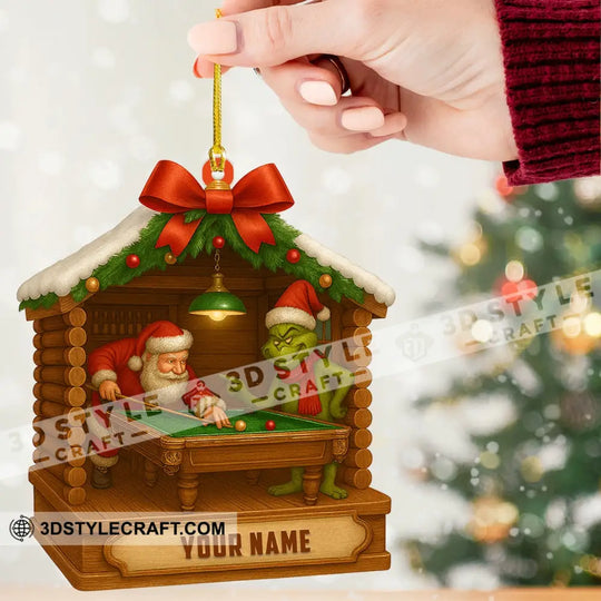 Billiard Santa, Home Decor, Christmas Ornament, Personalized Ornament style option 2