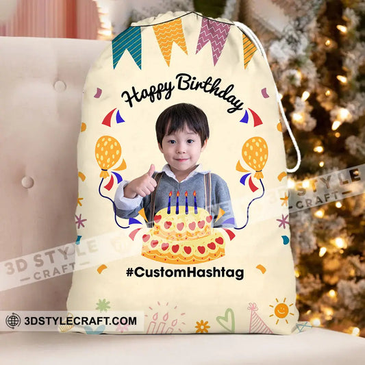 Birthday Gift Custom Photo And Text Personalized String Bag 13X15 In - 33X39 Cm