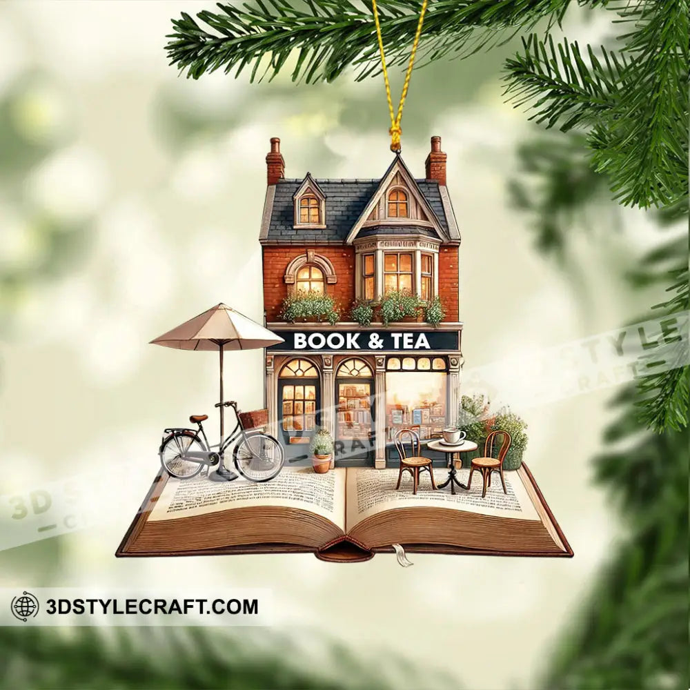 Book And Tea Christmas Ornament Personalized