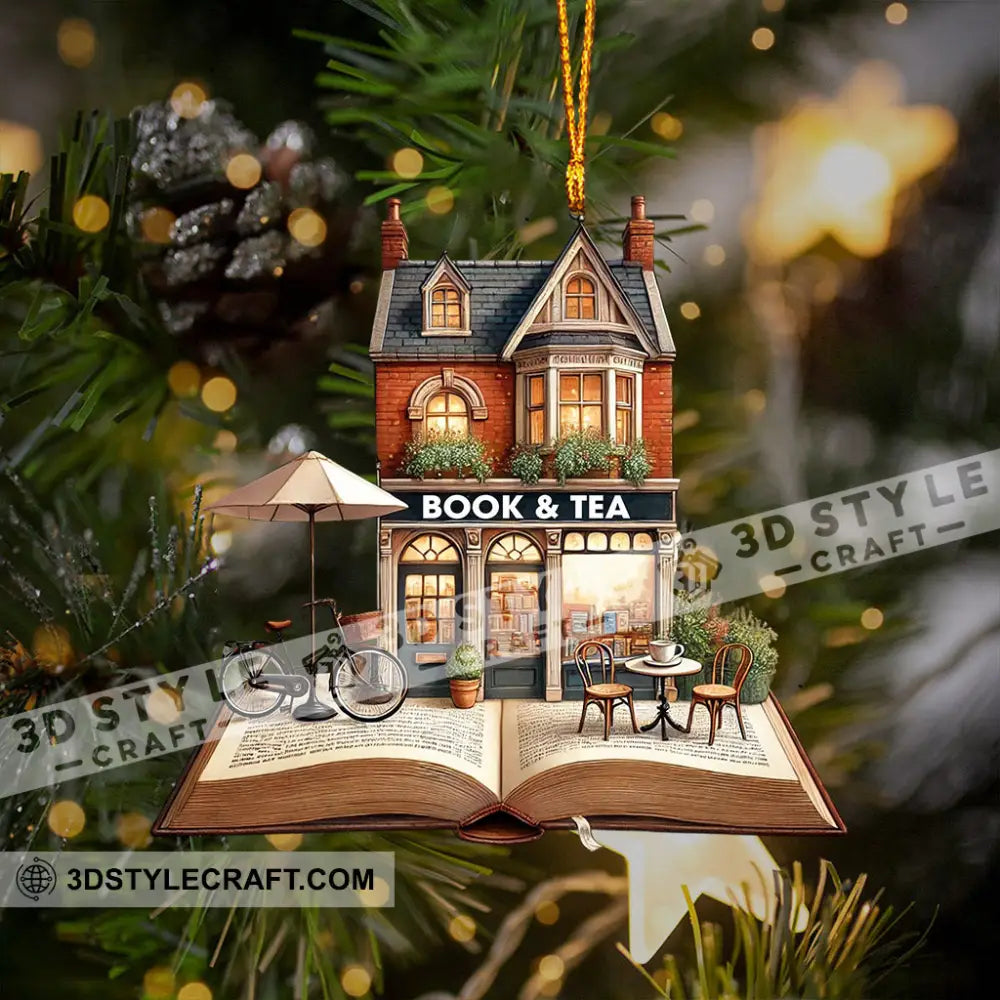 Book And Tea Christmas Ornament Personalized