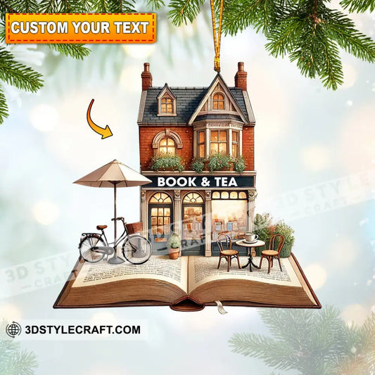 Book And Tea Christmas Ornament Personalized 3.54’’ / 1