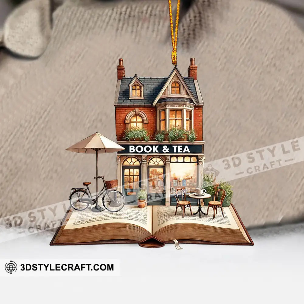 Book And Tea Christmas Ornament Personalized