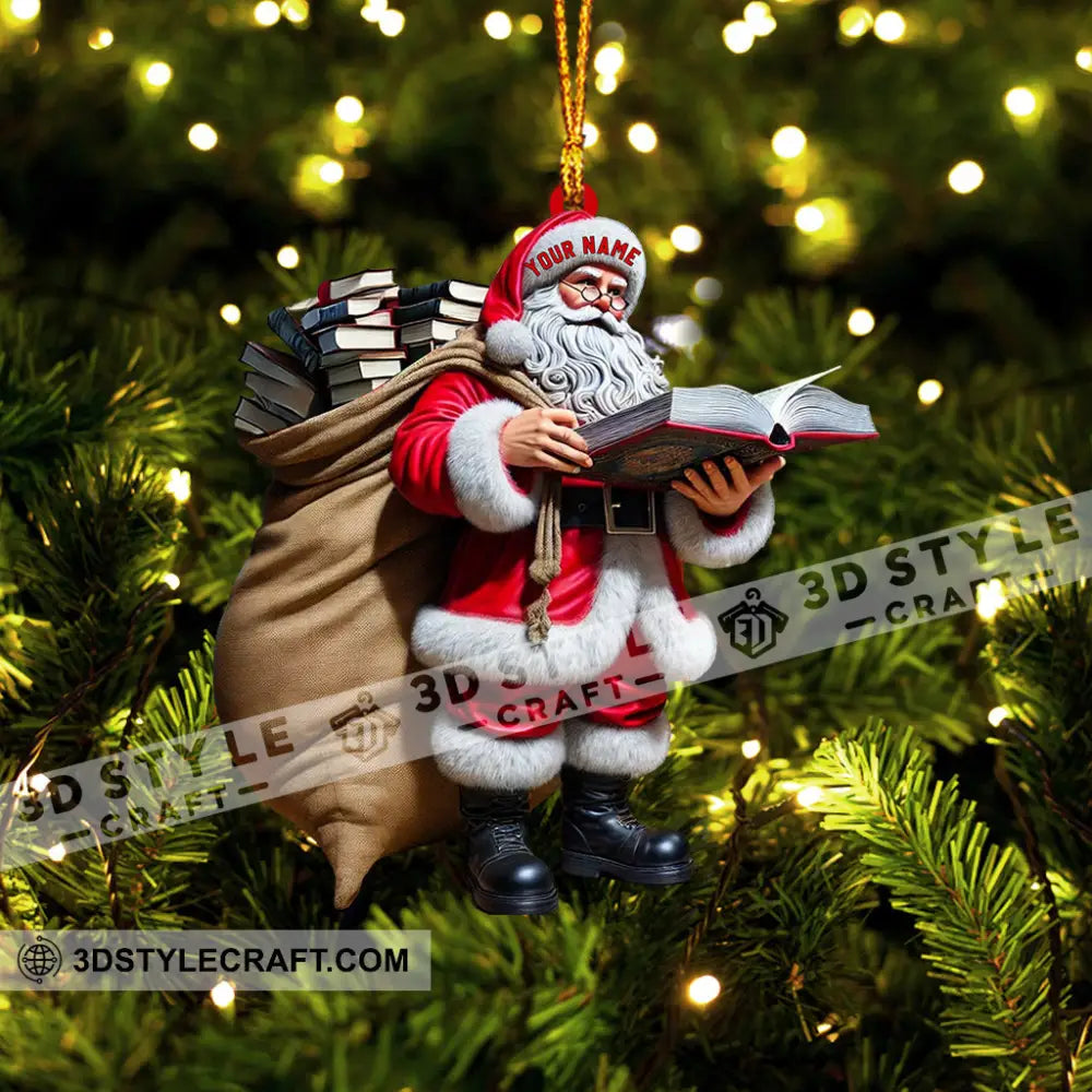 Book Santa Christmas Home Decor Ornament Personalized