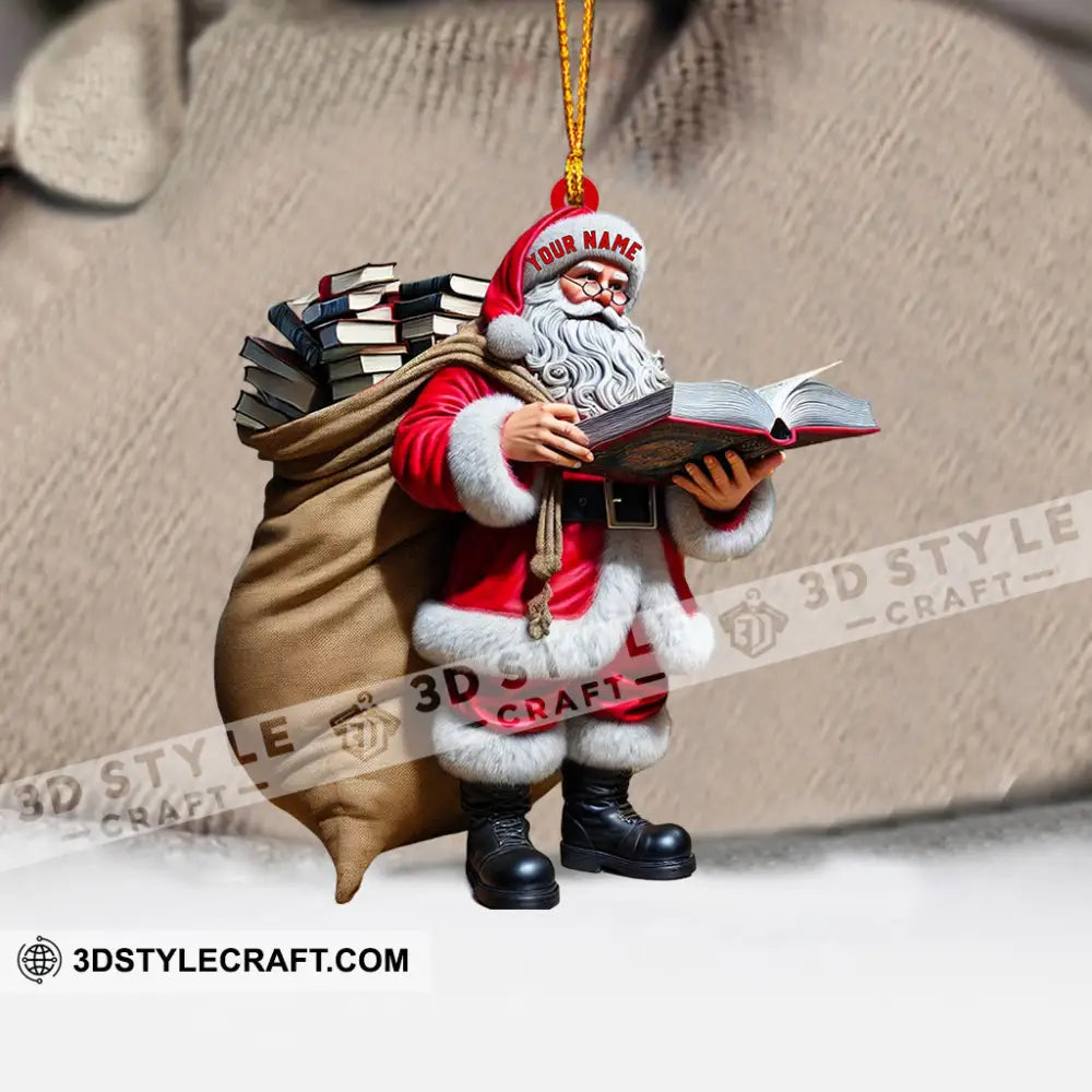 Book Santa Christmas Home Decor Ornament Personalized