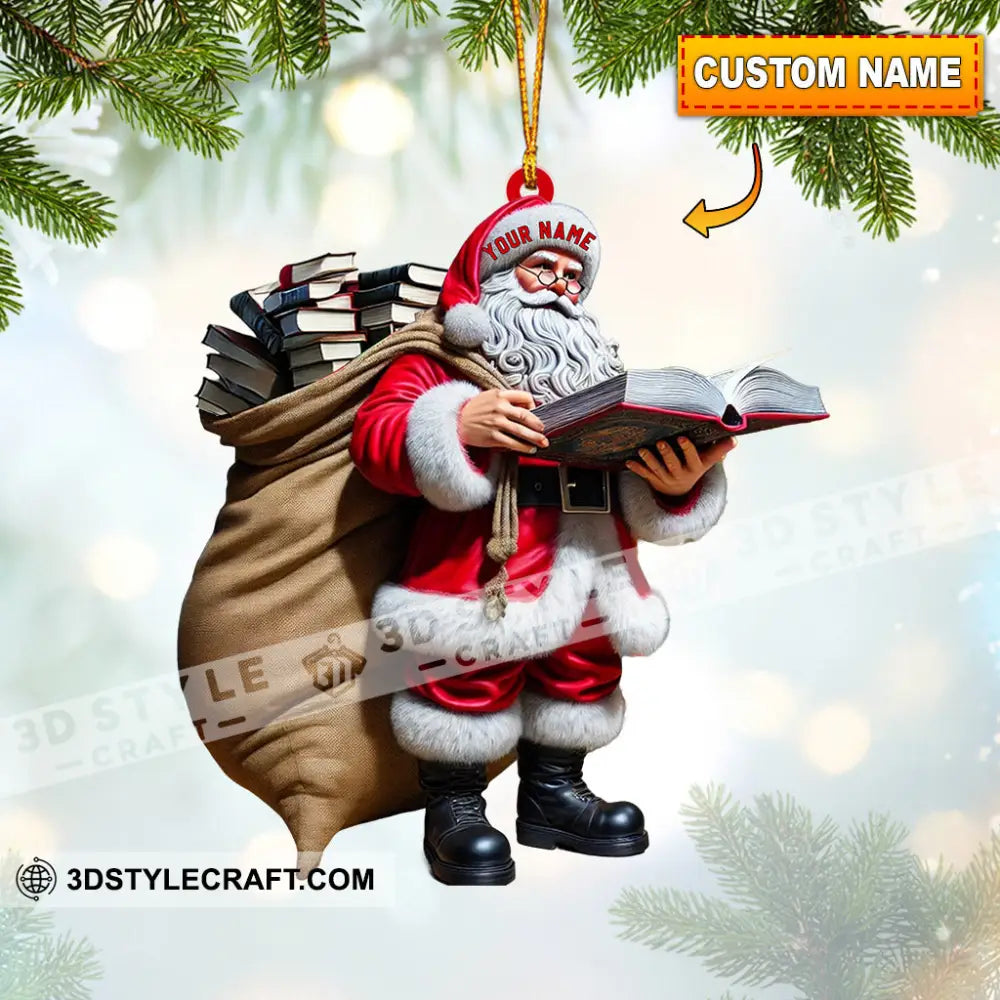 Book Santa Christmas Home Decor Ornament Personalized 3.54’’ / 1