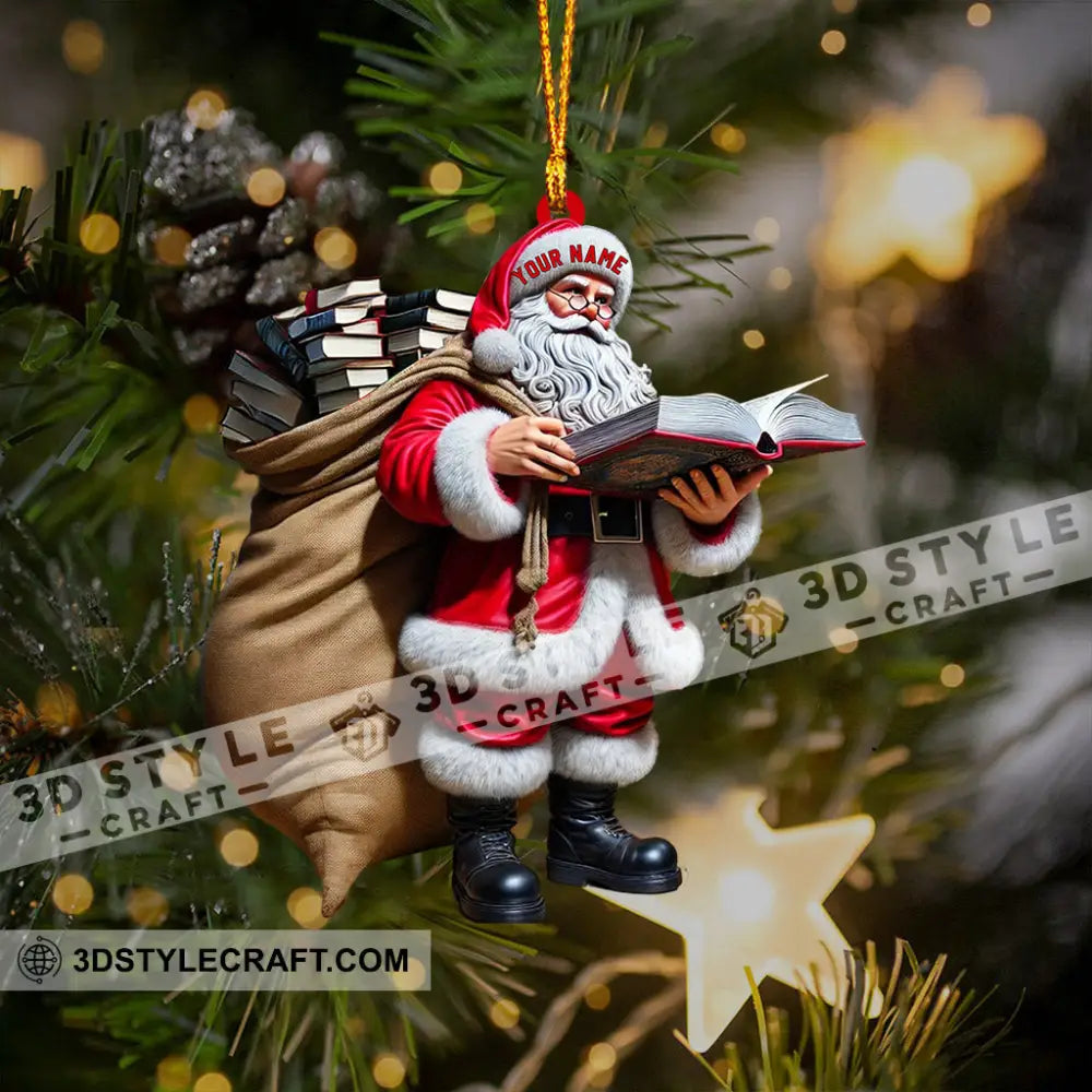 Book Santa Christmas Home Decor Ornament Personalized