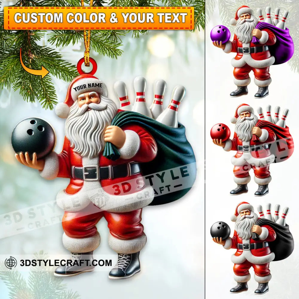 Bowling Santa Christmas Home Decor Ornament Personalized 3.54’’ / 1