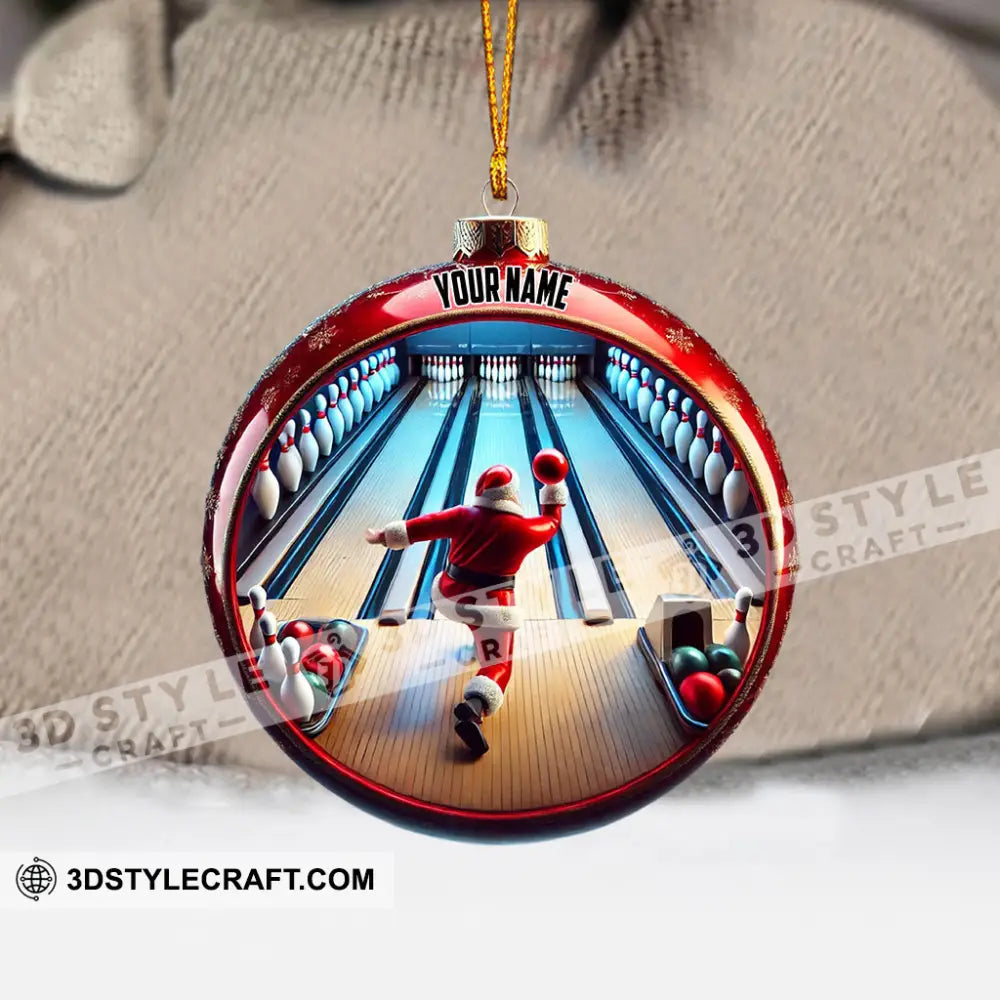 Bowling Santa Decor Christmas Ornament Personalized