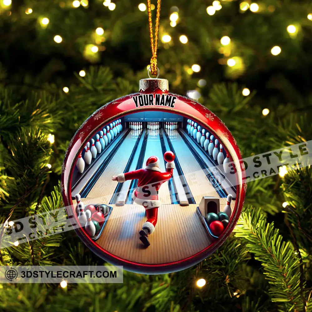 Bowling Santa Decor Christmas Ornament Personalized