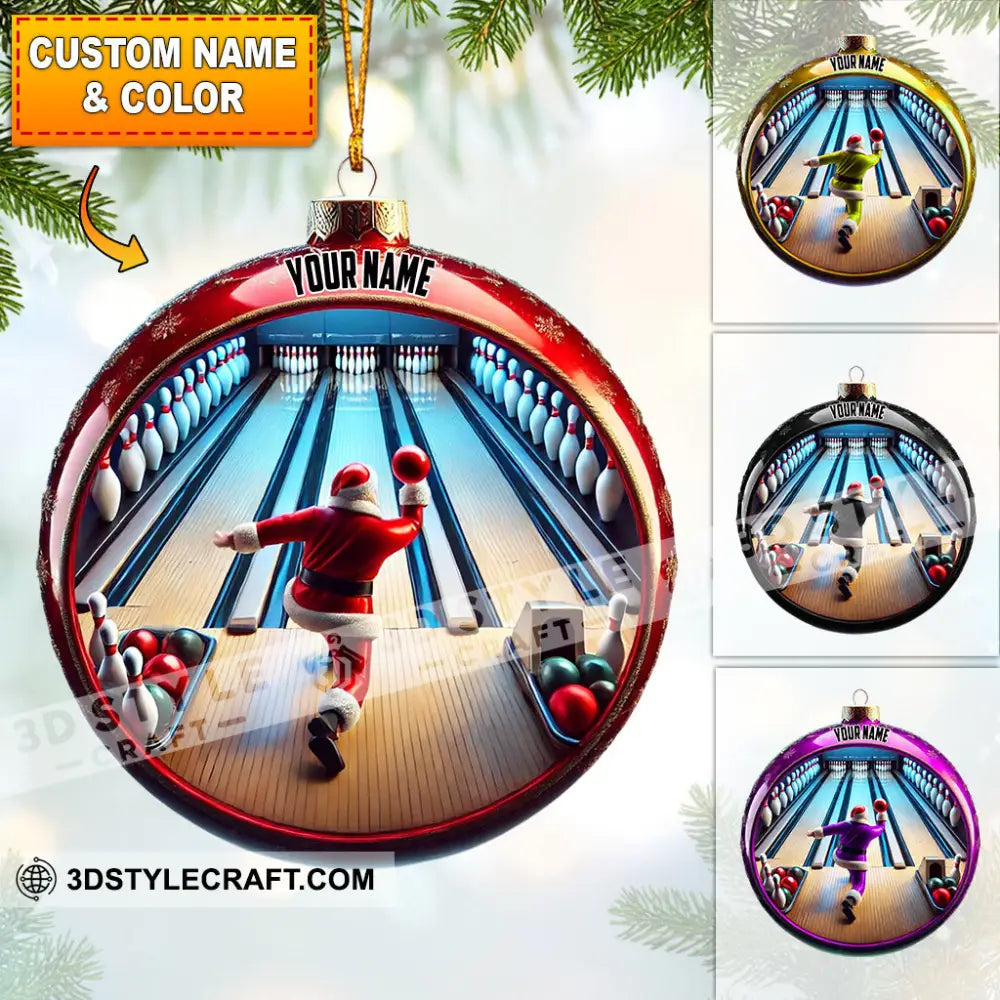 Bowling Santa Decor Christmas Ornament Personalized