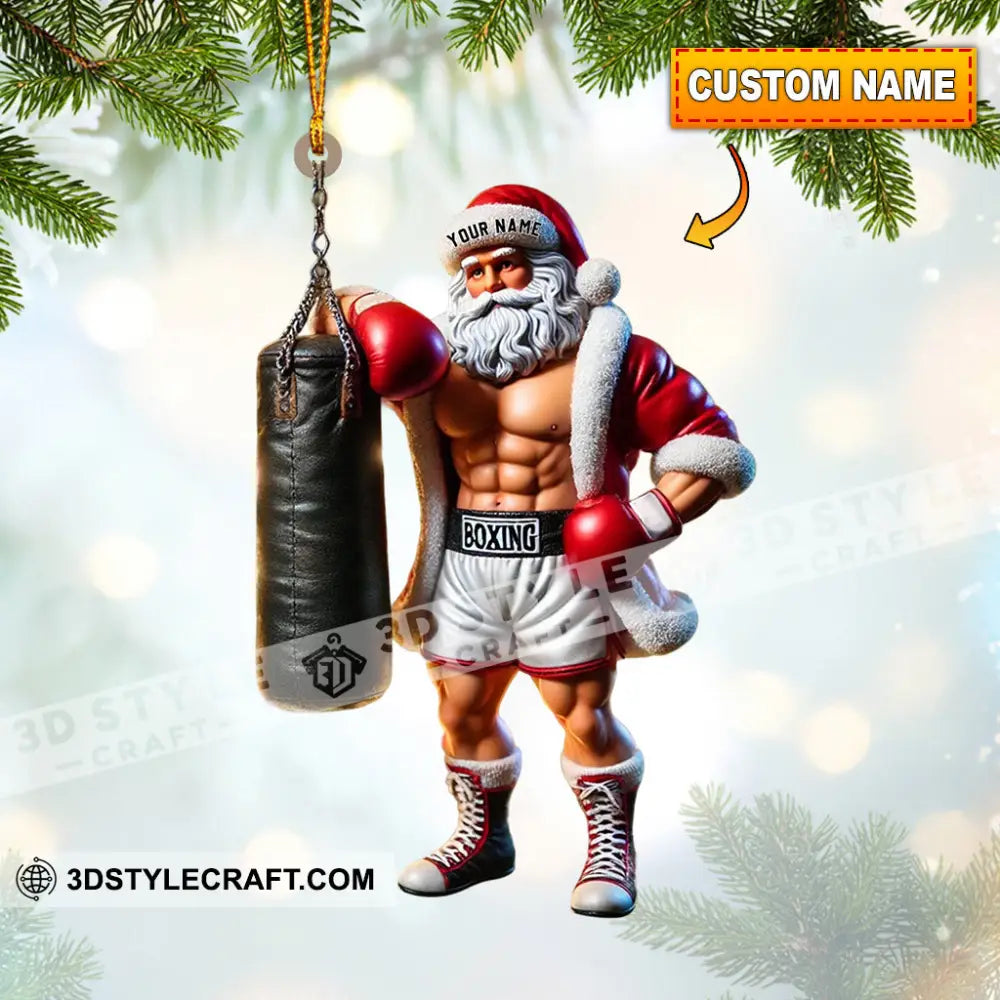 Boxing Santa Christmas Home Decor Ornament Personalized 3.54’’ / 1