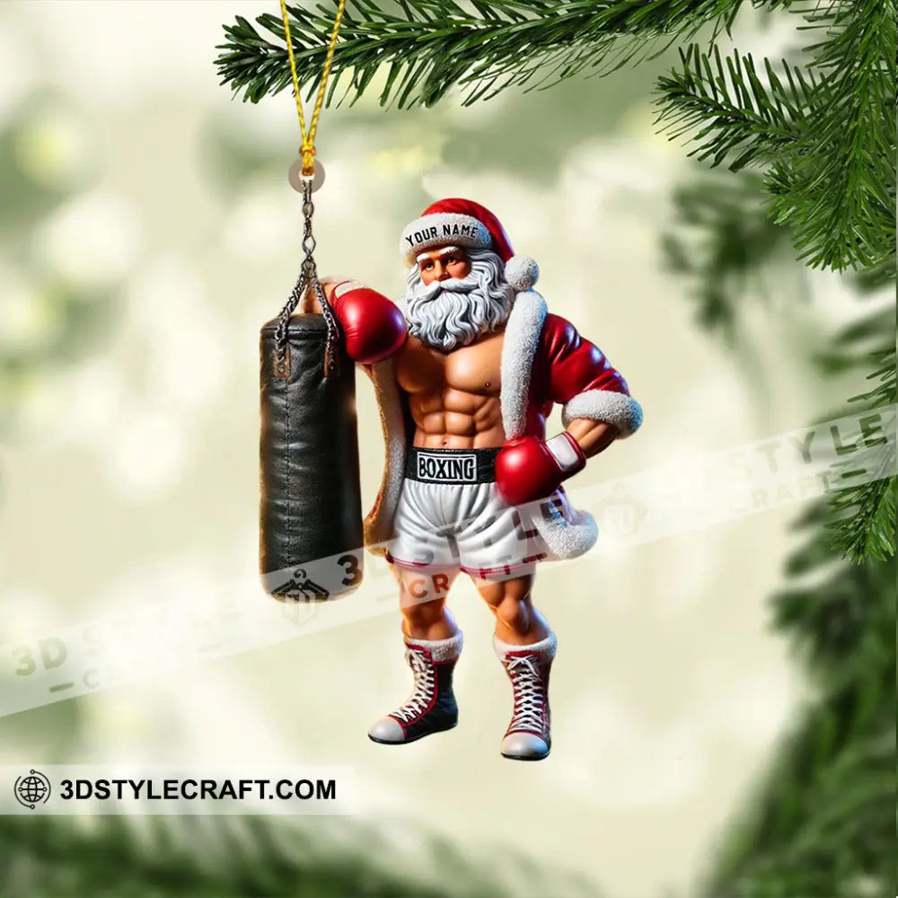 Boxing Santa Christmas Home Decor Ornament Personalized