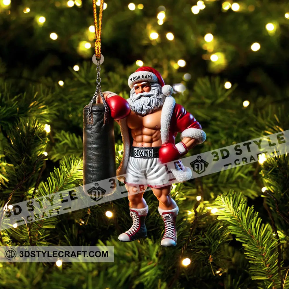 Boxing Santa Christmas Home Decor Ornament Personalized