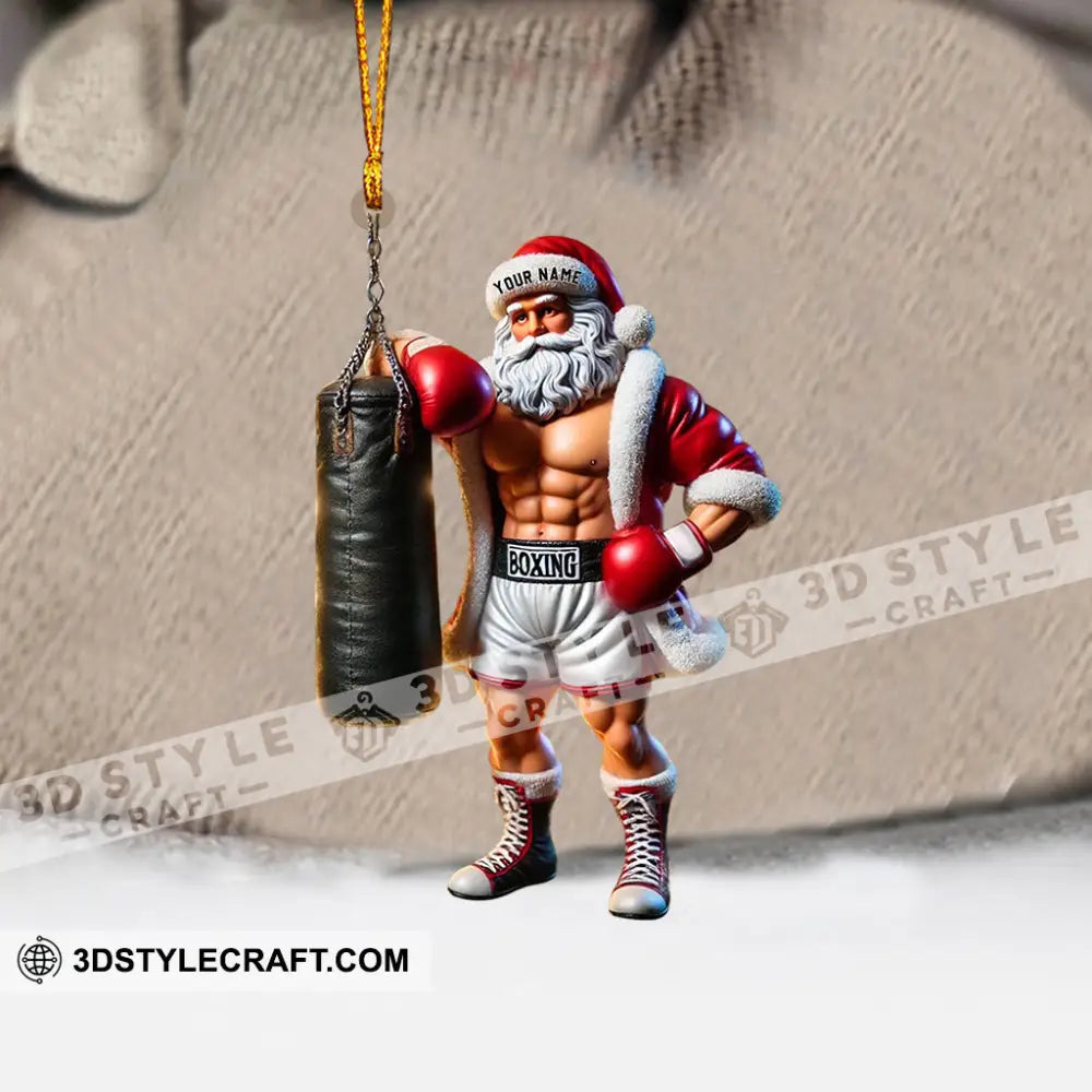 Boxing Santa Christmas Home Decor Ornament Personalized