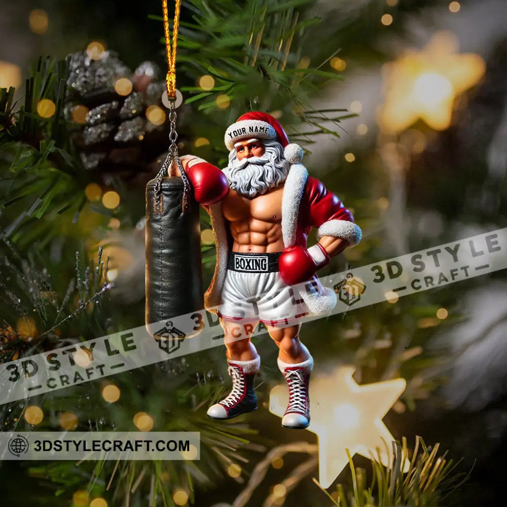 Boxing Santa Christmas Home Decor Ornament Personalized