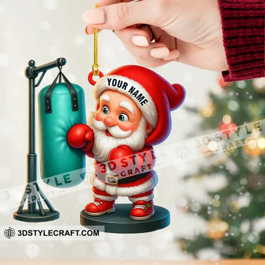 Boxing Santa Home Decor, Christmas Ornament, Personalized Ornament style option 2