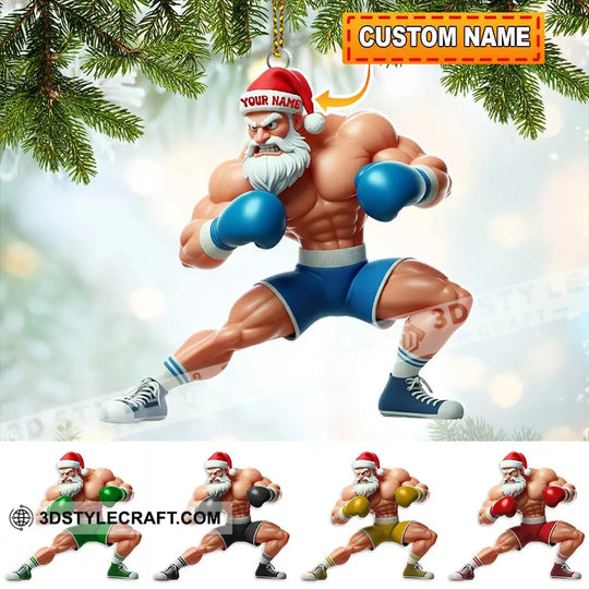 Boxing Santa, Home Decor, Christmas Ornament, Personalized Ornament style option 1