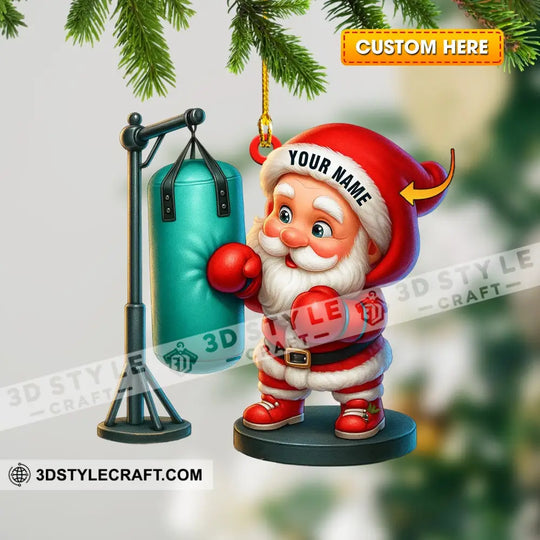 Boxing Santa Home Decor, Christmas Ornament, Personalized Ornament style option 1