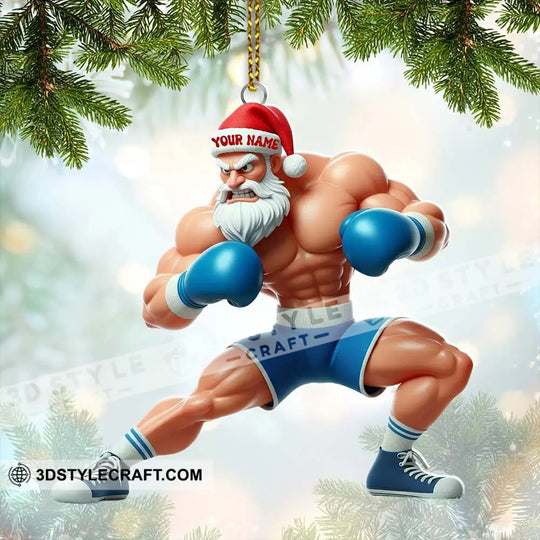 Boxing Santa, Home Decor, Christmas Ornament, Personalized Ornament style option 2