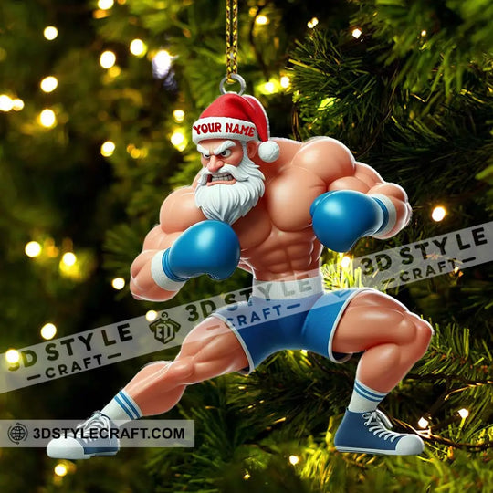 Boxing Santa, Home Decor, Christmas Ornament, Personalized Ornament style option 3
